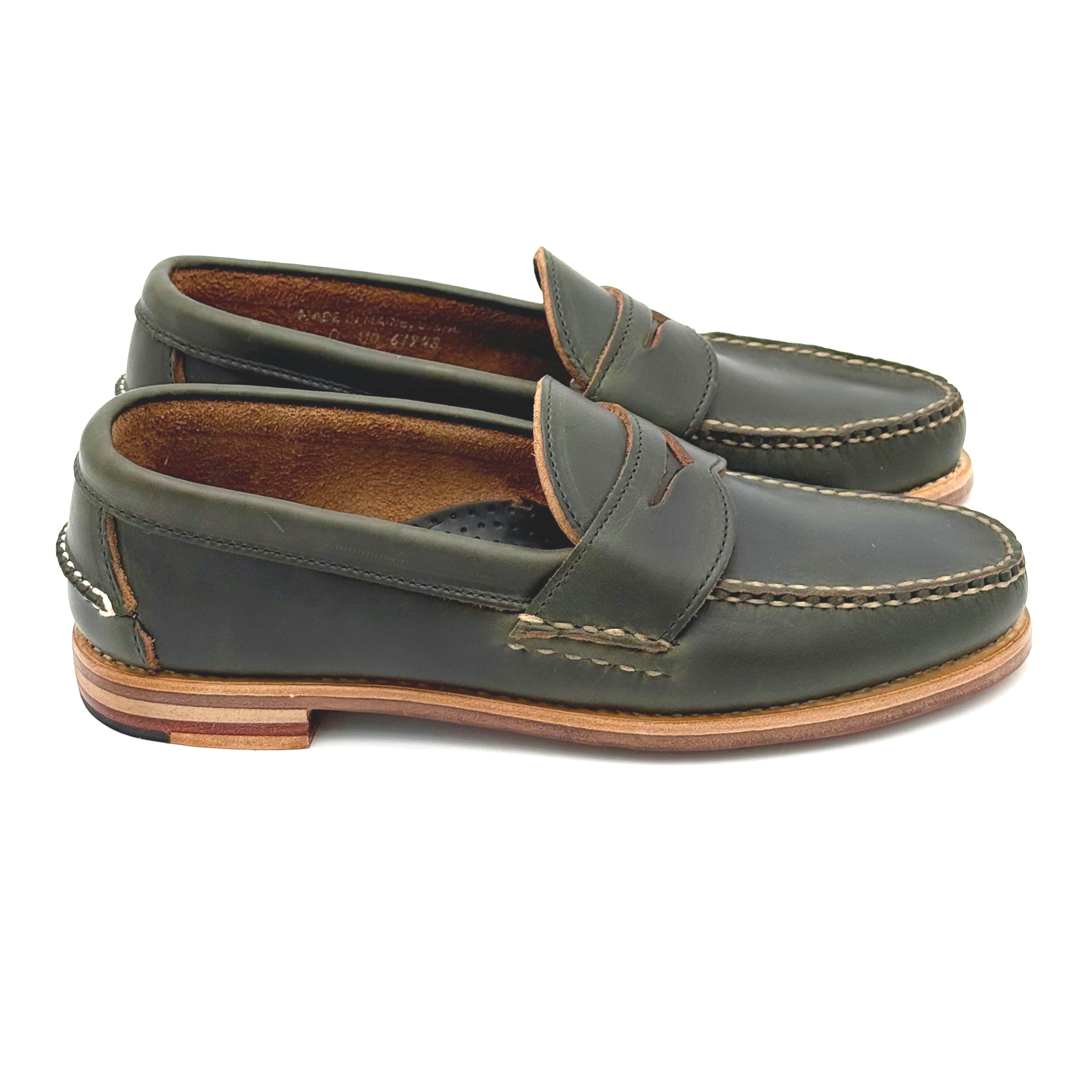 Pinch Penny Loafer - Dark Olive Pull-Up Leather | Rancourt & Co