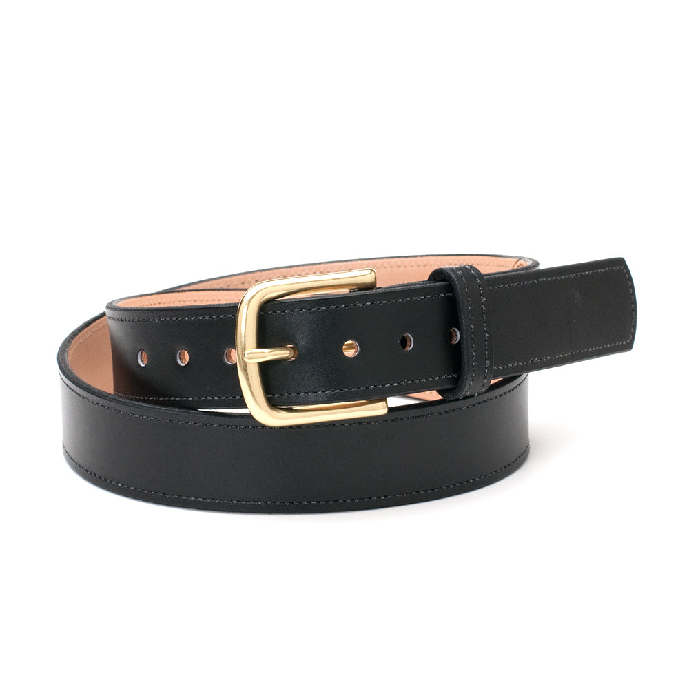 Black and brass dress belt
