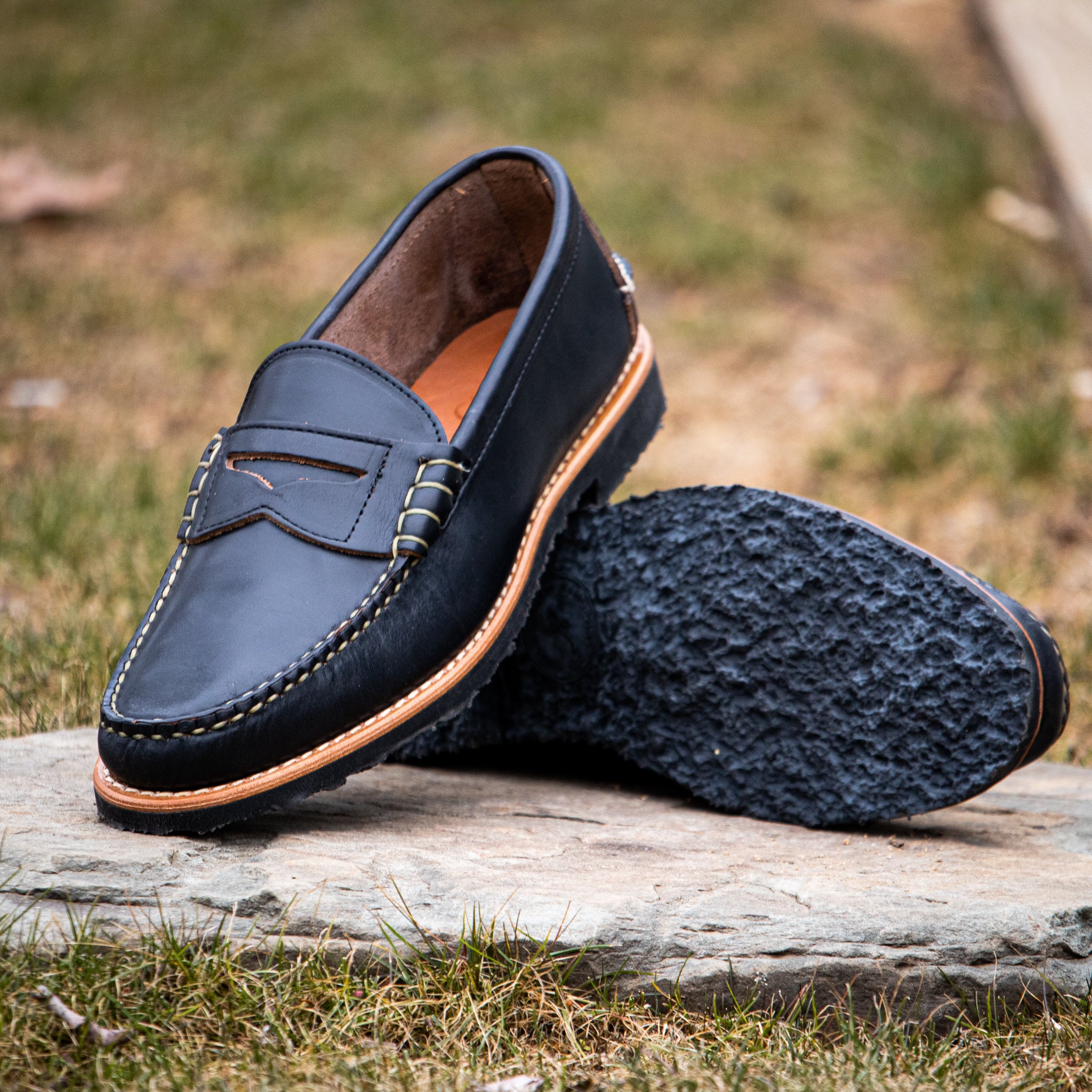 Beefroll Penny Loafers LH - Black Chromexcel