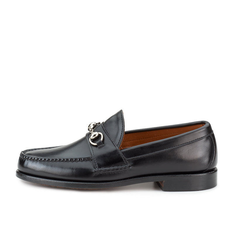 Buy Black Leather And Stone Washed Fabric Dabak Horse-bit Buckle Loafers  For Men by Artimen Online at Aza Fashions.