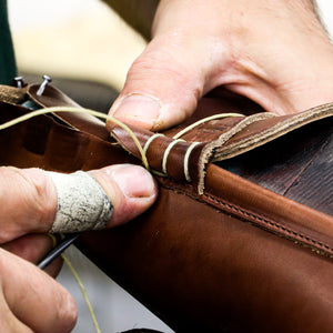 handsewing a beefroll penny loafer