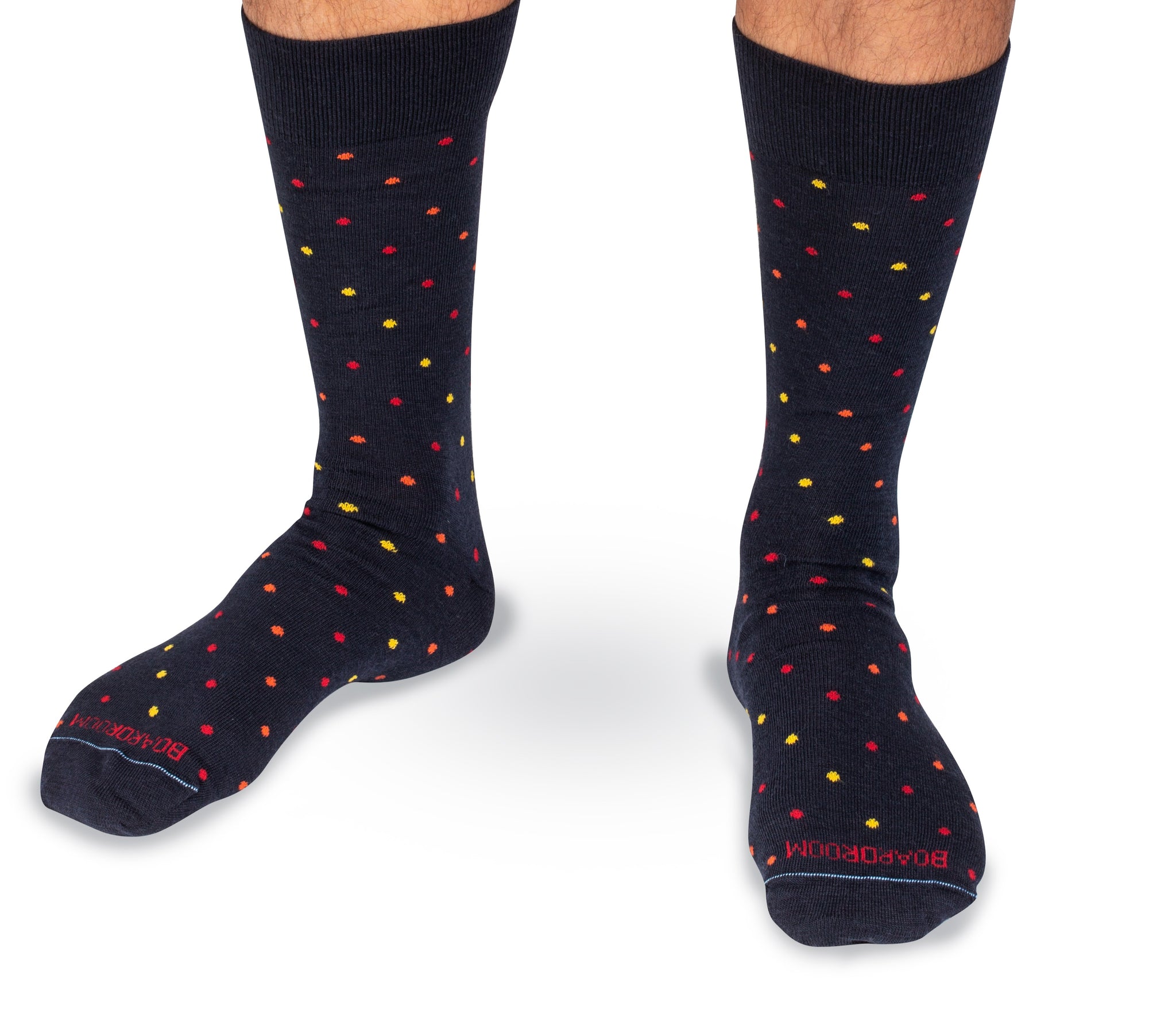 Boardroom Sock - Mid Calf, Navy w/ Tri-Color Dots