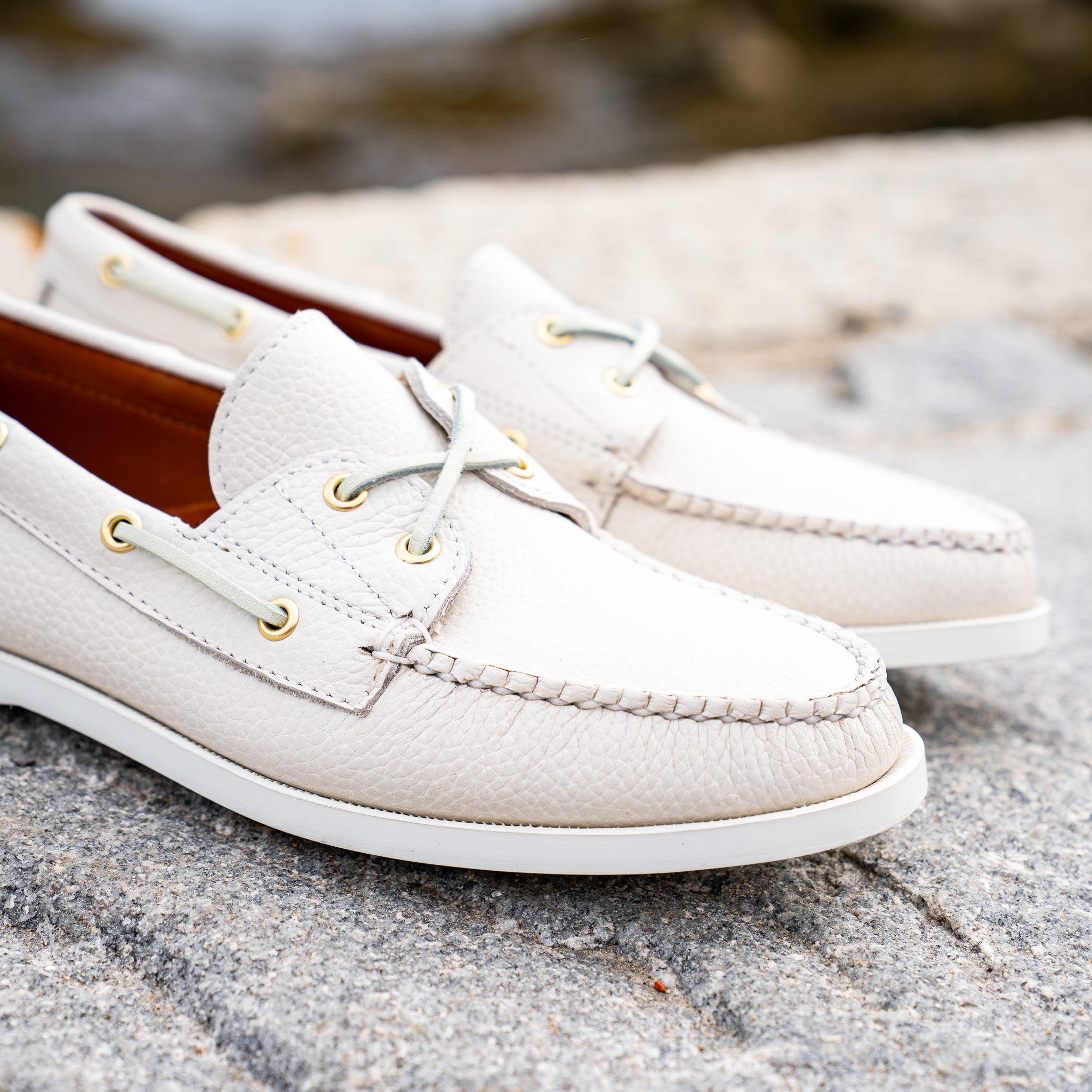 Marion Boat Shoe - Pebble White