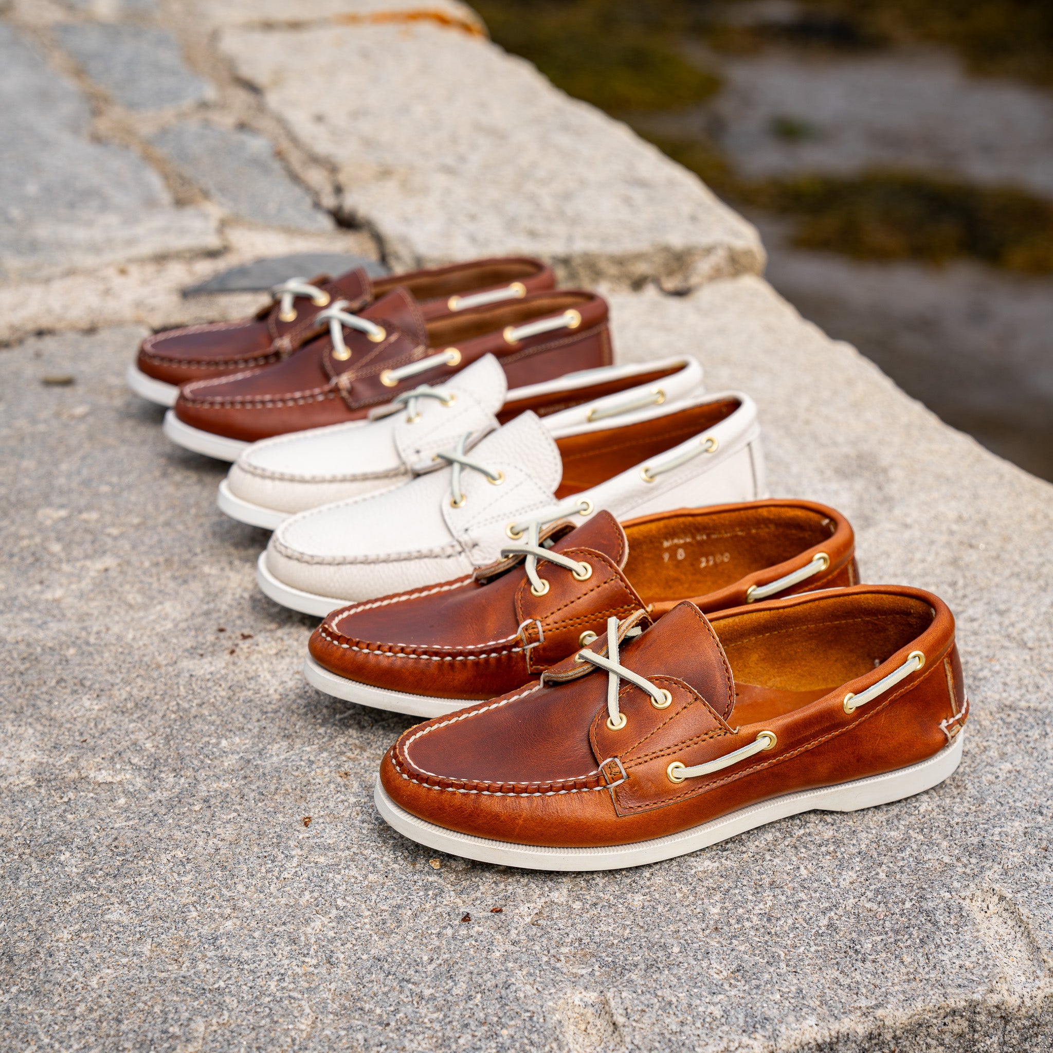 Marion Boat Shoe - Pebble White