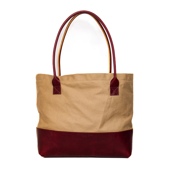 Acadia Tote Burgundy/Khaki Canvas