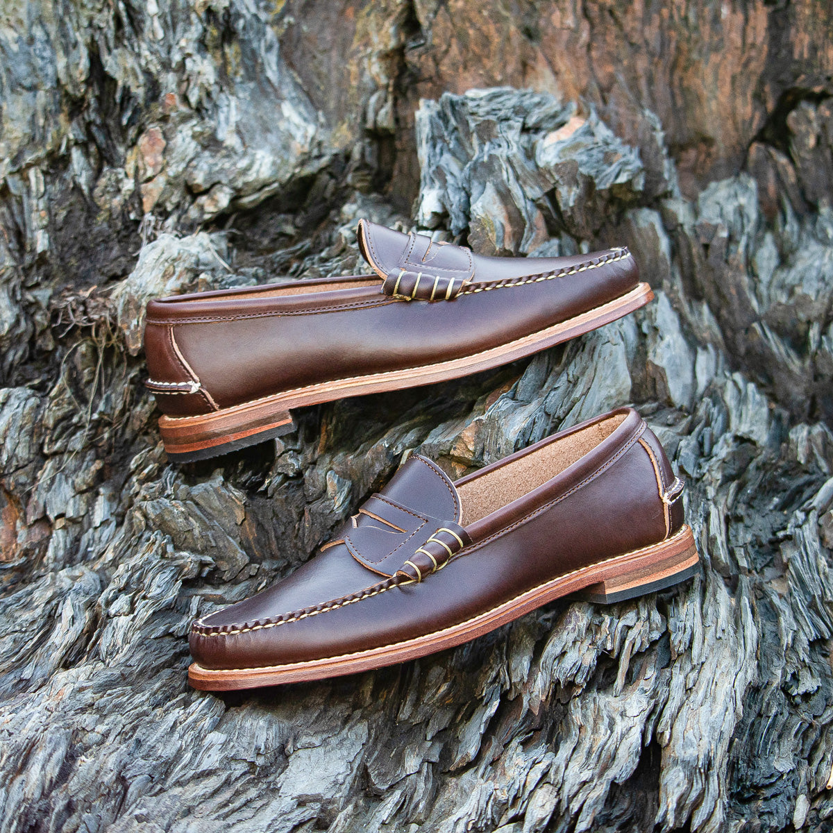 Weltline Penny Loafers - Dark Brown Calf, Rancourt & Co.